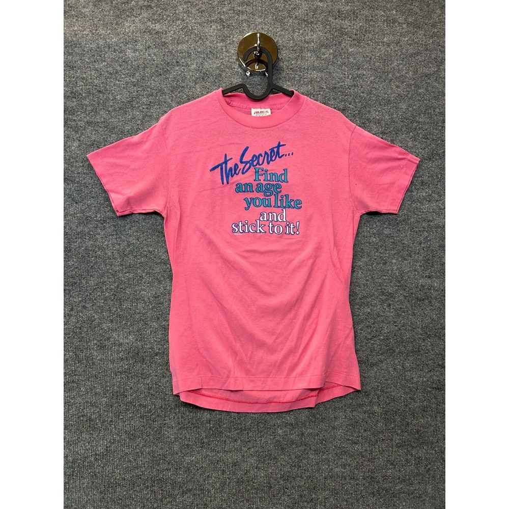 Vintage Selec-T T-Shirt Men's Pink Graphic Short Sleeve USA Made - Medium